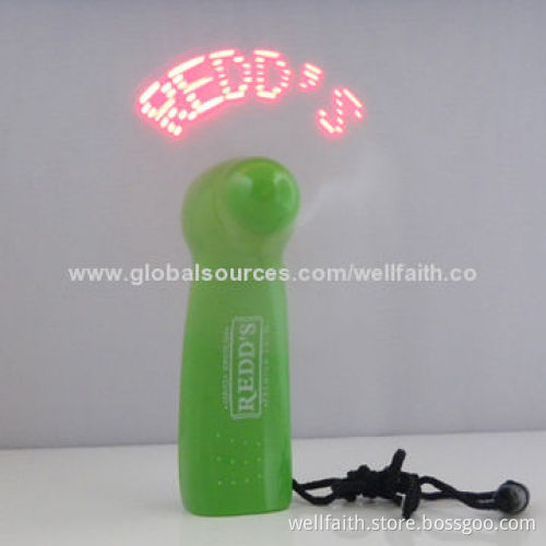Cheap USB LED Text Message Fan, Sized 11.3*6.3*4.8cm, Made of ABS + PVC Materials